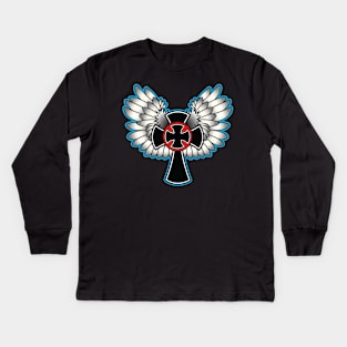 Winged Crosses Kids Long Sleeve T-Shirt